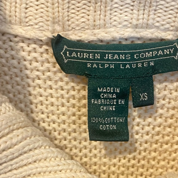 Ralph Lauren Cream Ivory Preppy Sailing Cardigan w/Brown Turtle Buttons Size XS - Picture 7 of 9